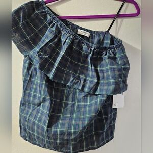 Bailey/44 Plaid One-Shoulder Ruffle Top